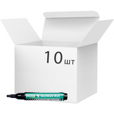 Маркер Stanger водостойкий, 1-3 мм, сокращенный черный 10 шт (MARKER-PER-STM20B10) Винница - изображение 1
