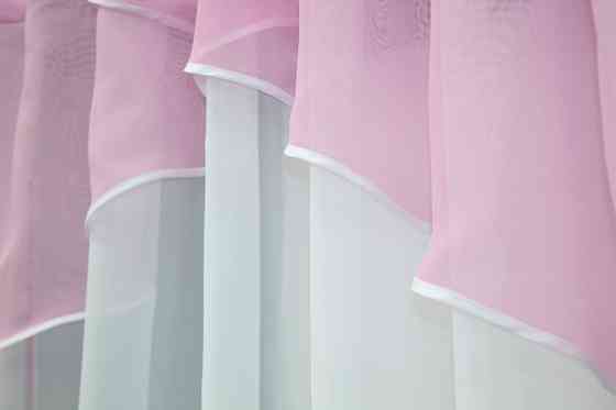 Кухонный тюль арка с ламбрекеном VR-Textil № 025к Белый с розовым 270х170 см (52-0435) Киев