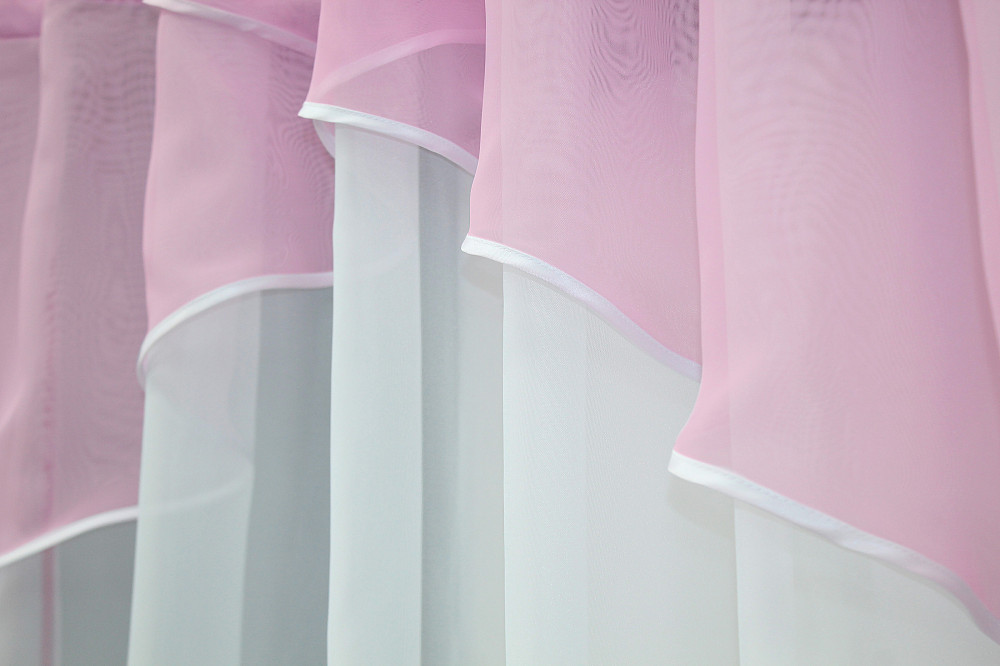 Кухонний тюль арка з ламбрекеном VR-Textil № 025к Білий із рожевим 270х170 см (52-0435) Київ - фото 3