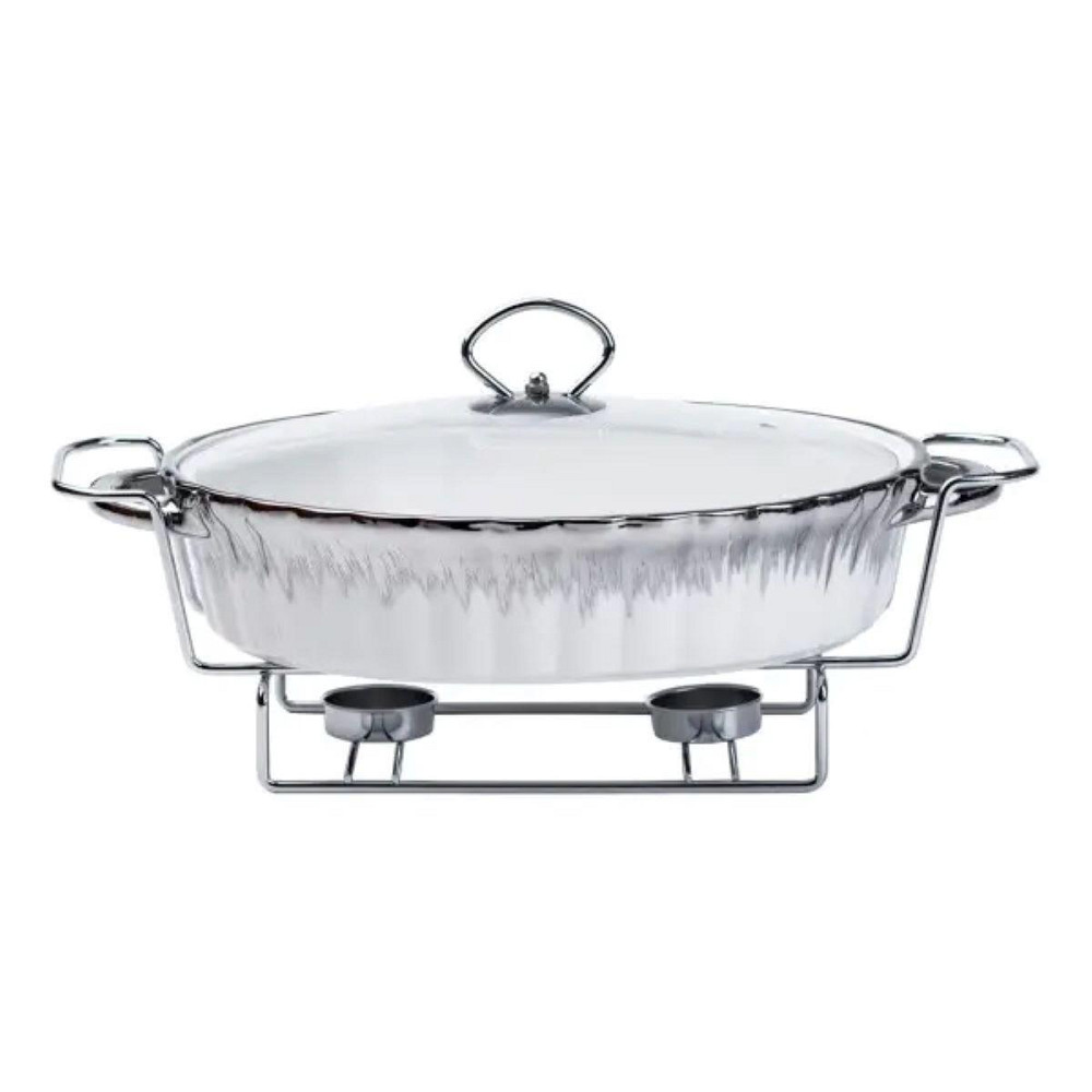 Фарфоровий мармит 1,5 л на металевій підставці з підігрівом Київ - фото 1