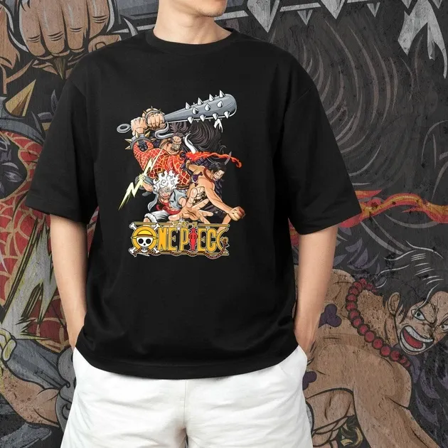 Футболка мужская с принтом Ван Пис Луффі, Ейс і Кайдо Размер 48 Anime0165 Днепр - изображение 4