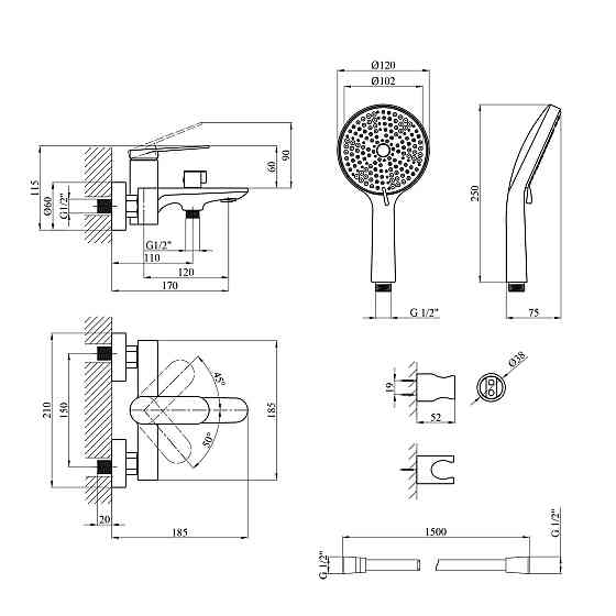 Смеситель для ванны Kroner Element 211315-3801 Киев