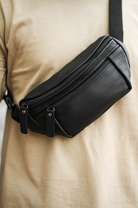 Сумка на пояс из натуральной кожи флотарий SL005 (Черная) Сумы - изображение 11