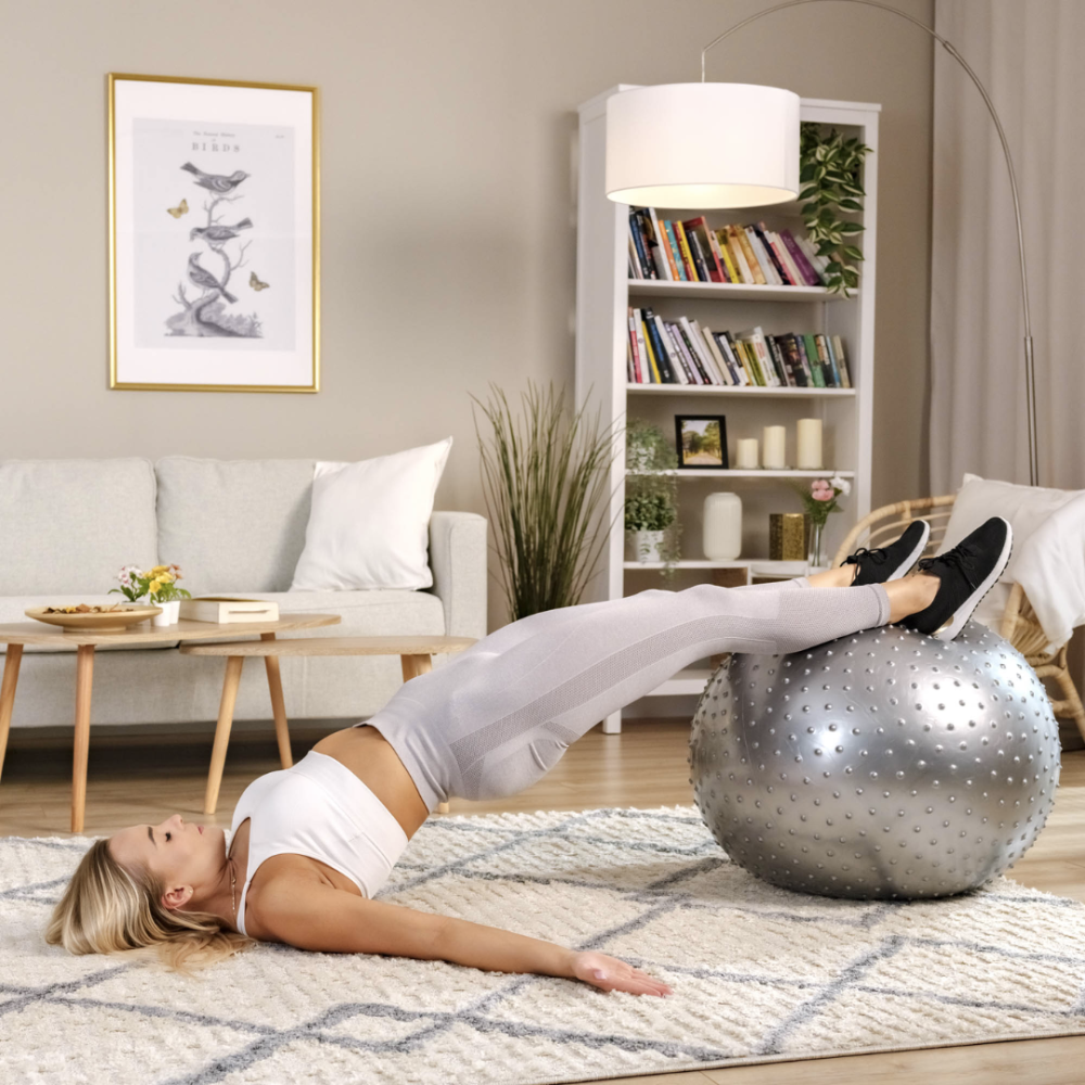 Фітбол масажний Hop-Sport 65см сріблястий + насос Київ - фото 8