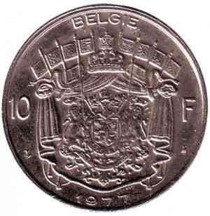Монета 10 франков. 1977 год, Бельгия. (Belgie) Полтава