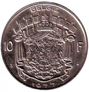 Монета 10 франков. 1977 год, Бельгия. (Belgie) Полтава - изображение 1