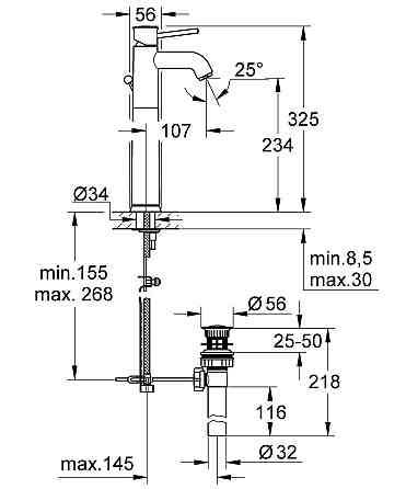 Змішувач на стільницю для раковини XL-розміру Grohe BauClassic (32868000) ( 20550 ) Харьков