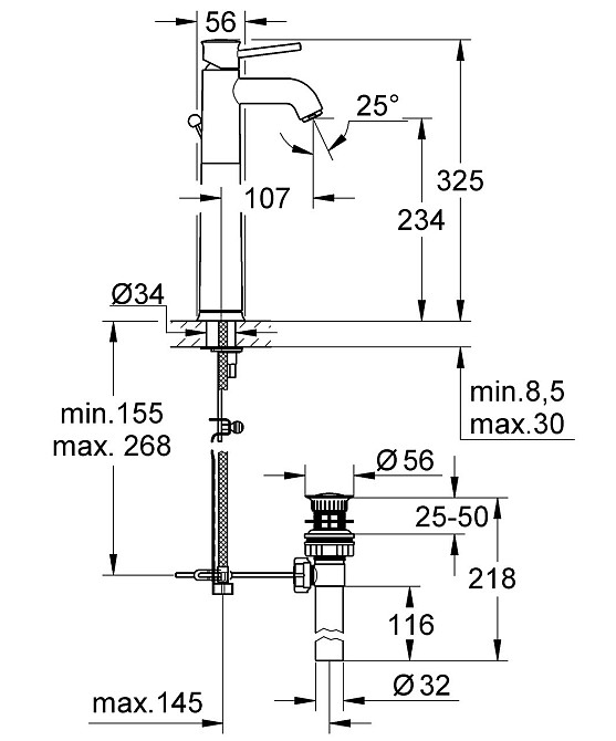 Змішувач на стільницю для раковини XL-розміру Grohe BauClassic (32868000) ( 20550 ) Харьков - изображение 3