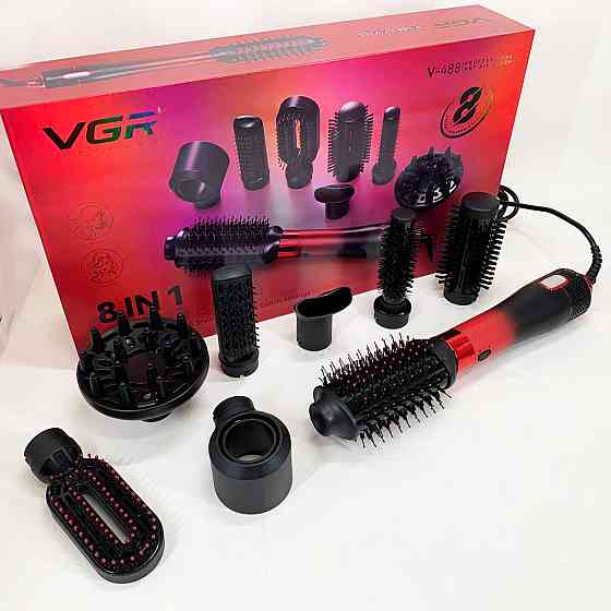 Функциональный профессиональный фен VGR 8 в 1 V-488, Фен-щетки стайлеры, Фен-браш для укладки NO-40 Львов