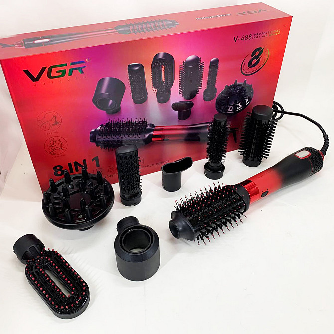 Функциональный профессиональный фен VGR 8 в 1 V-488, Фен-щетки стайлеры, Фен-браш для укладки NO-40 Львов - изображение 1