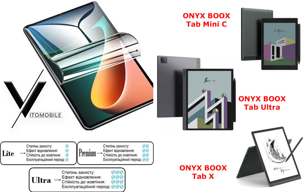 Полиуретановая пленка HyperClear Guard для ONYX BOOX Tab Mini C, Tab Ultra, Tab X Киев - изображение 1
