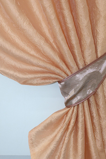 Кухонні штори VR-Textil № 073к з ламбрекеном і підхватами пудровий з персиковим 270х170 см (52-0174) Київ - фото 3