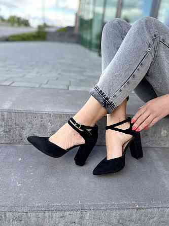 SANTINI Босоніжки жіночі чорні замшеві SANTINI 953589-21 літо, натуральна замша на підборах / С Коломыя