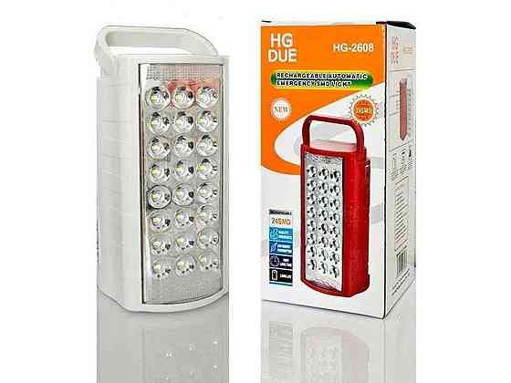 Свiтильник аварійного освітлення 95*100*210мм 250Lm 6500K 6000mAh 24 LED HD-2608 з Power Bank (аналог Almina) ТМ HG DUE Київ
