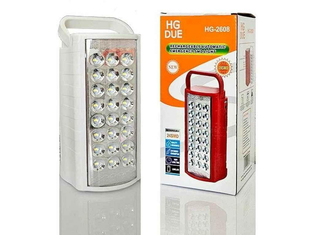 Свiтильник аварійного освітлення 95*100*210мм 250Lm 6500K 6000mAh 24 LED HD-2608 з Power Bank (аналог Almina) ТМ HG DUE Київ - фото 1