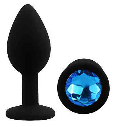 Силіконова анальна пробка EGZO - Silicone Black Round Plug Blue, size S Sex Aura Київ