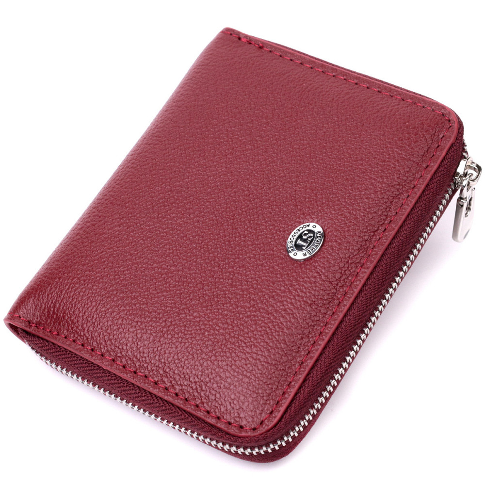 Жіночий шкіряний гаманець на блискавці, бордовий (ST Leather) Київ - фото 19