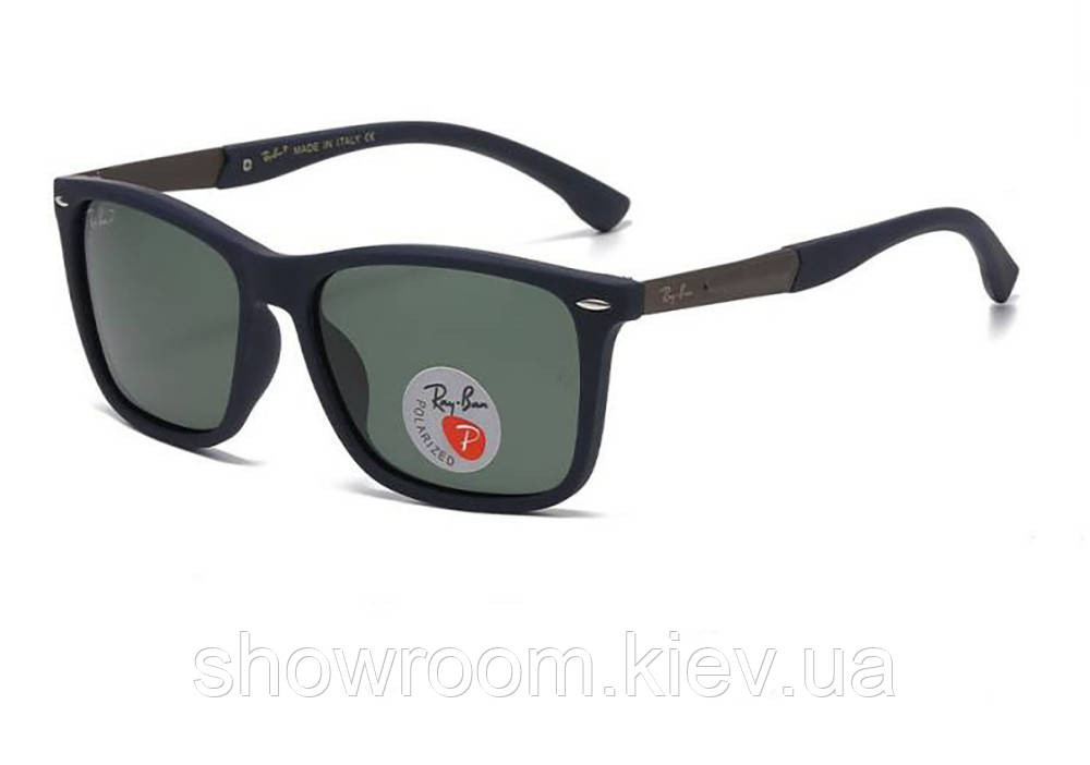 Чоловічі сонцезахисні окуляри з поляризацією Ray ban (69025) сині Київ - фото 1