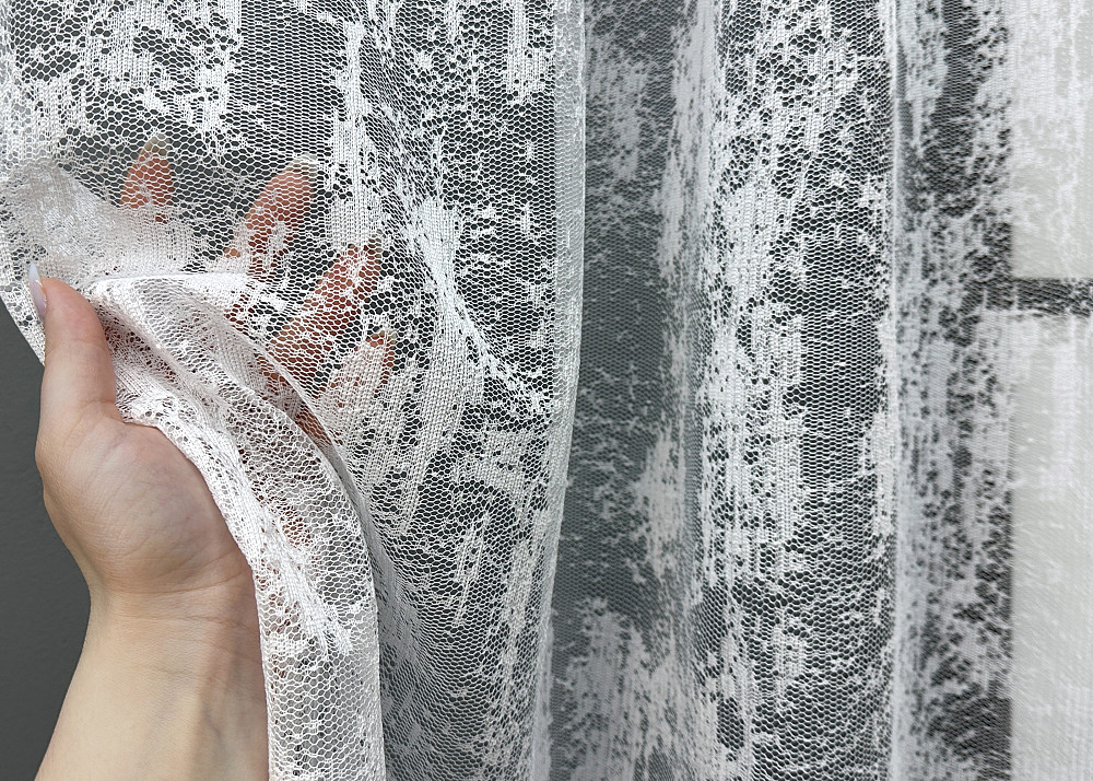 Тюль VR-Textil 1600т Жаккард Мрамор Высотой 120 см Белый 400х120 см (40-203) Киев - изображение 3