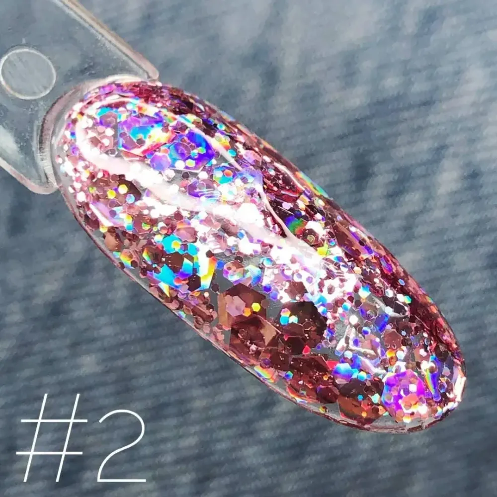 ГЛІТТЕРНИЙ ГЕЛЬ SAGA PROFESSIONAL GALAXY GLITTER 02 ПРОЗОРИЙ З РОЖЕВИМИ ЧАСТИНКАМИ Київ - фото 2