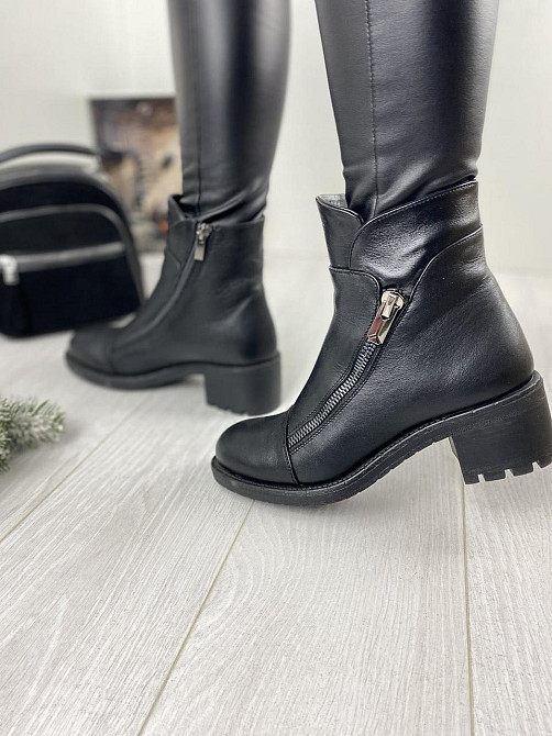 Injers Черевики жіночі INJERS чорні натуральна шкіра зима висота 14см каблук 6см (604 43) Коломыя - изображение 8