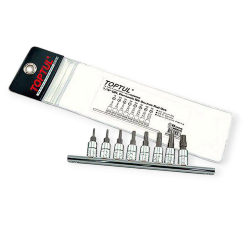 Набір головок-вставок TORX 1/4" 8шт, T8-T40 з отвором (планка) Мукачево - фото 1