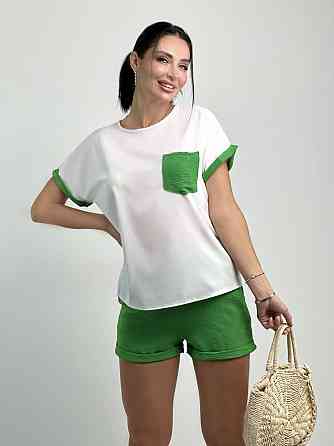 Стильний костюм з шортами "Florence" оптом | Розпродаж моделі Зелений, 46 Київ