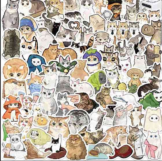 Наклейки с котиками 70 шт – милые стикеры для декора Киев