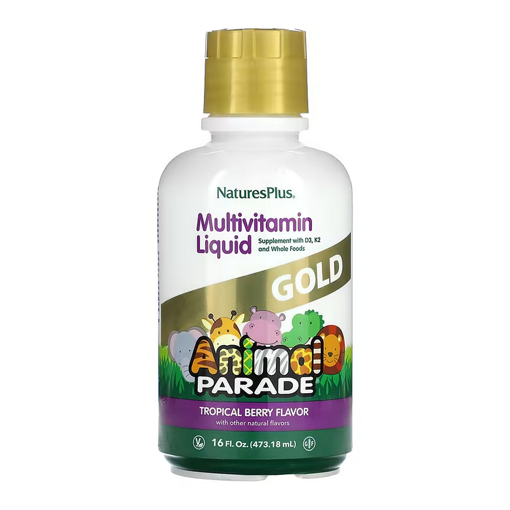 Мультивитамины для детей Natures Plus Animal Parade Gold Multivitamin Liquid 473 мл, Tropical Berry Луцк - изображение 1