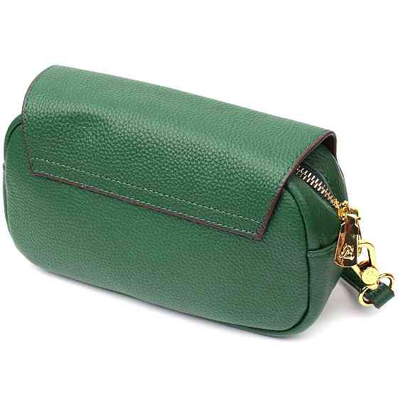 Кожаная женская сумка в красивом цвете и с фигурным клапаном Vintage 22430 Зеленая Киев