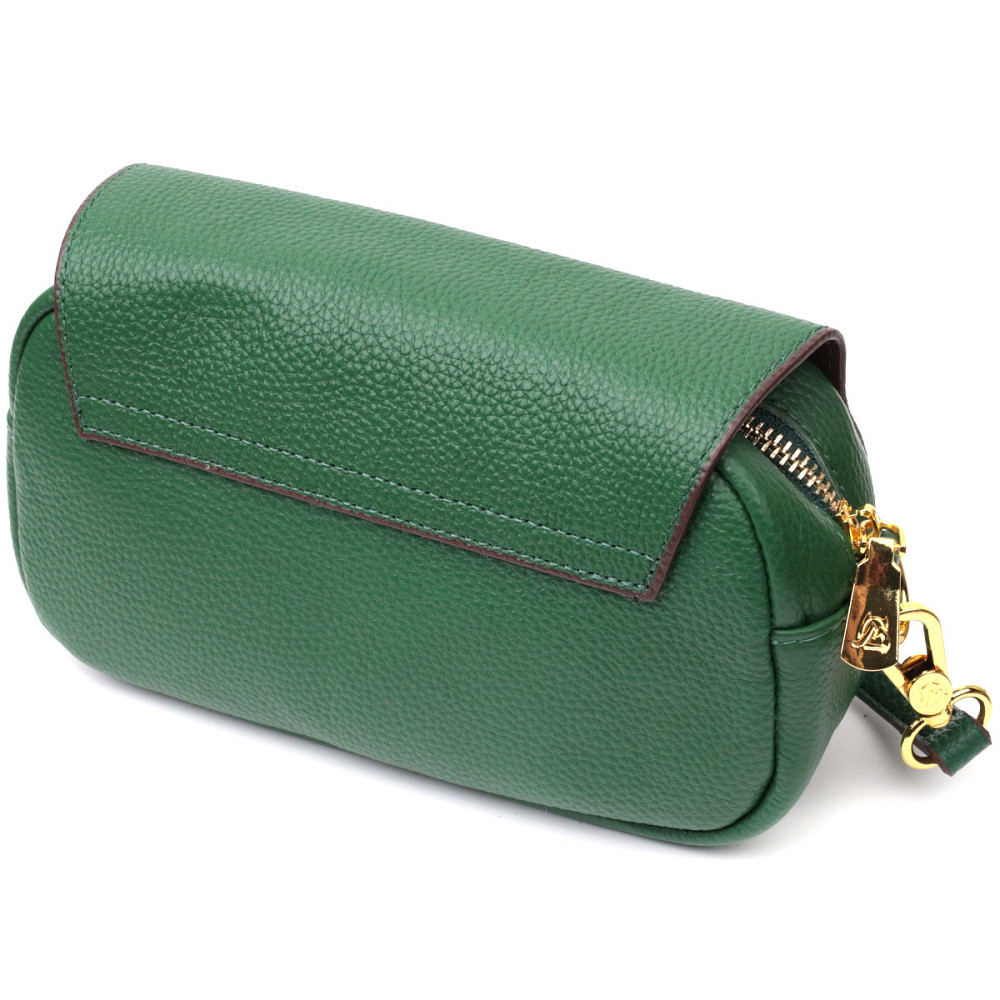 Кожаная женская сумка в красивом цвете и с фигурным клапаном Vintage 22430 Зеленая Киев - изображение 2