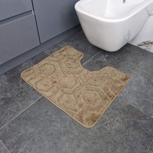 Килимок для ванних кімнат поліпропіленовий TM DarianA Standard u-cut 60*50 бежевий соти Житомир - фото 5