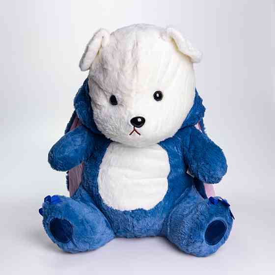 Мягкая игрушка-плед, подушка 3 в 1 Мишка Тедди в костюме Стича плед в игрушке 40×35×15 (см) Синий 520-2BL Киев