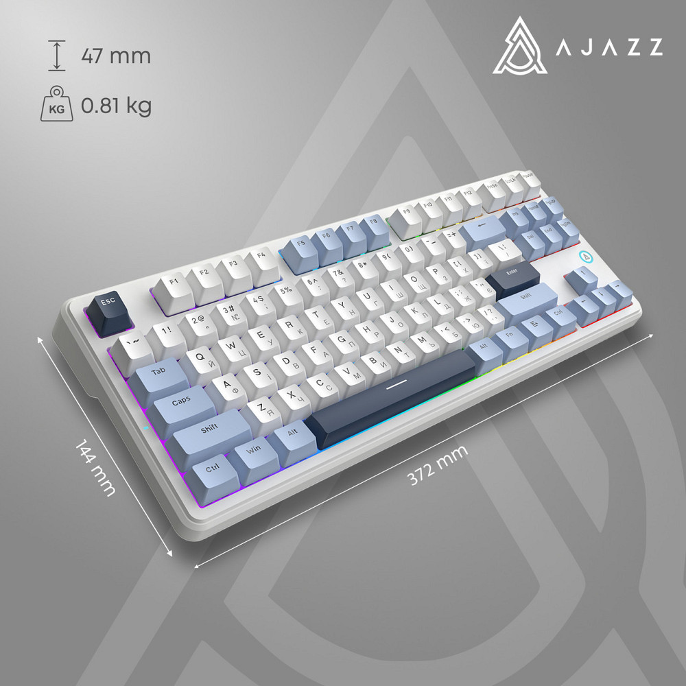 Клавіатура Ajazz AK870 V2 Flying Fish Switch White USB-C (AK870-V2-FF-BWB) ( 23544 ) Харьков - изображение 12