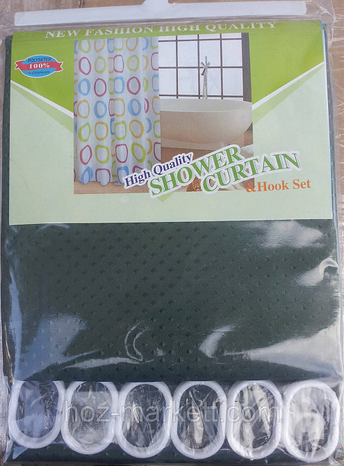 Шторка для душа однотонная зеленая Харьков - изображение 1