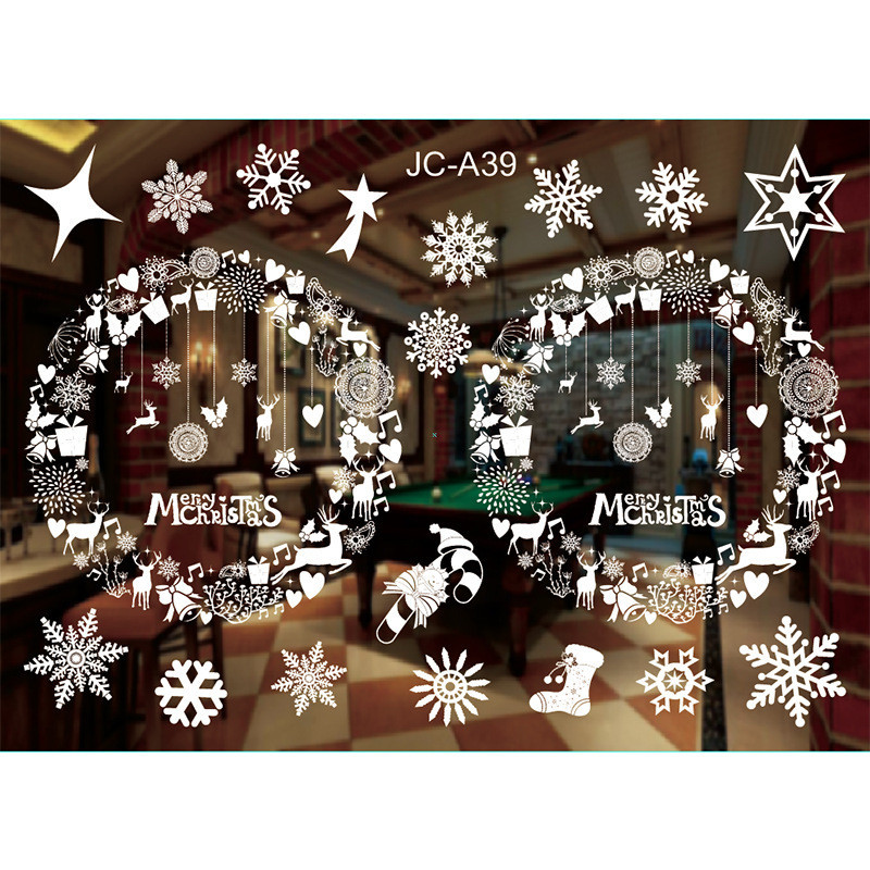 Новорічна наклейка на вікна Merry Christmas віночки 50 на 70 см білий Київ - фото 2