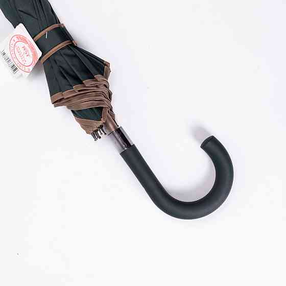 Класична парасолька-тростина з чохлом напівавтомат з поліестеру міцна надійна 12 спиць діаметр 120 см Зелений HP-23-16GR Київ