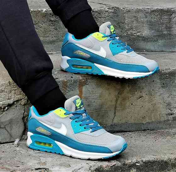 Чоловічі Сірі Кросівки Nike Air Max 90 Сині Найк (розміри: 42,43,44,45,46) Відеовідвідвід Дніпро