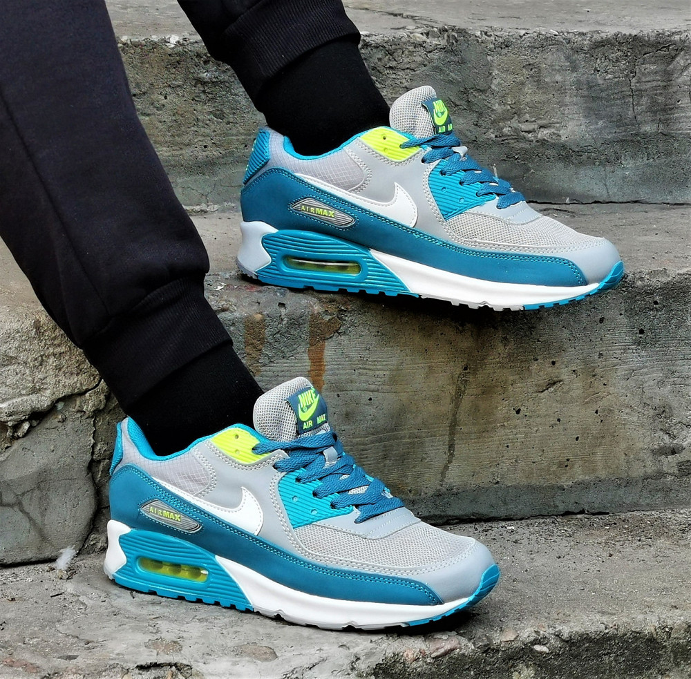 Чоловічі Сірі Кросівки Nike Air Max 90 Сині Найк (розміри: 42,43,44,45,46) Відеовідвідвід Дніпро - фото 3