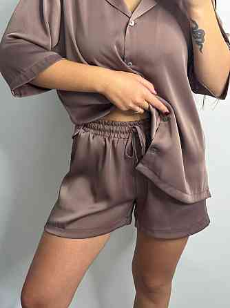 Жіночий костюм-двійка із сатину Шоколад XS-S Харків