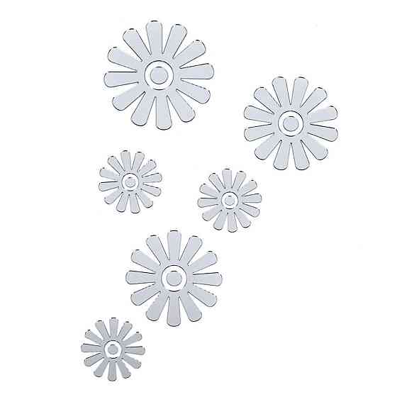 Серебряные самоклеящиеся цветы для декора, 6 шт Киев