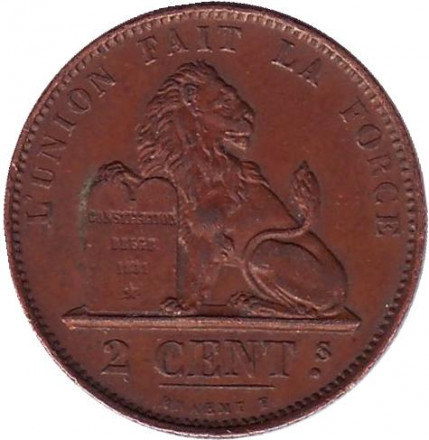 Монета 2 сантима. 1871 рік, Бельгія. Полтава - фото 1