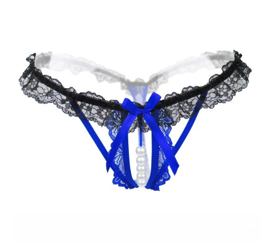 Трусики з бусинками та розрізом універсальний синьо-чорний Київ - фото 1