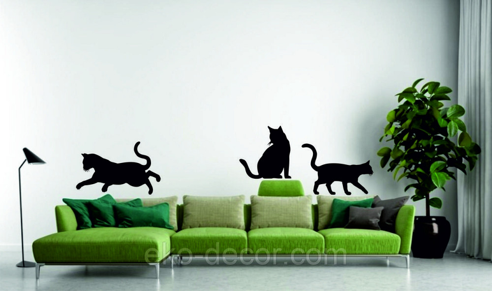 Декоративне настінне Панно «Коти», Декор на стіну 70*55 см. (3шт.), Чорний Київ - фото 3