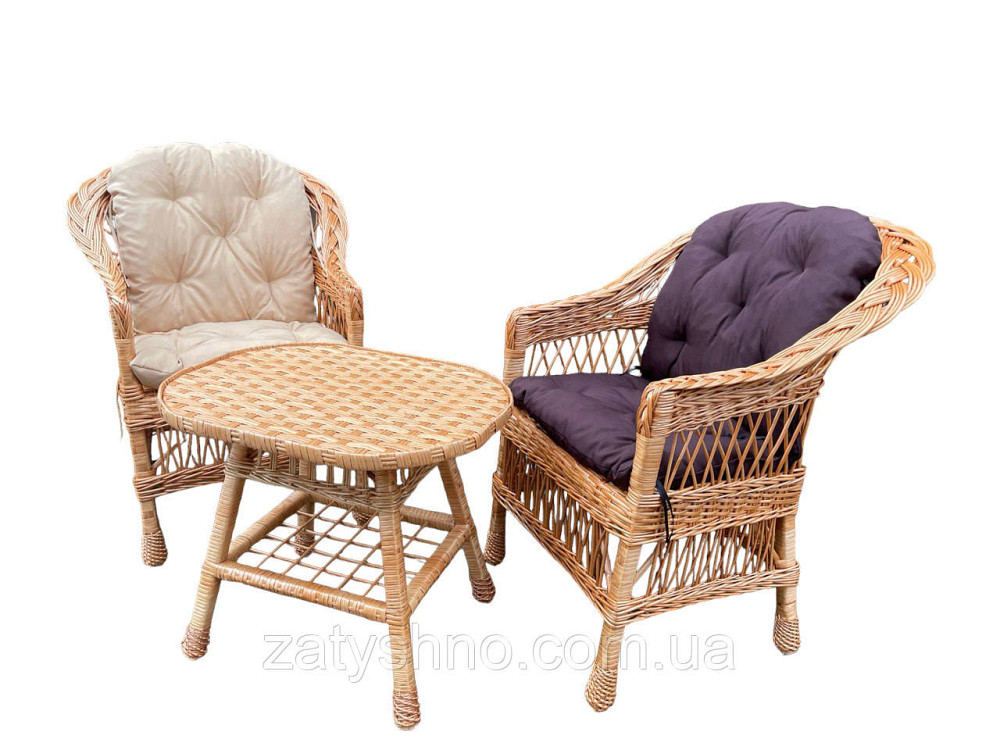 Набор плетеной мебели из лозы на 2 с подушками Киев - изображение 3