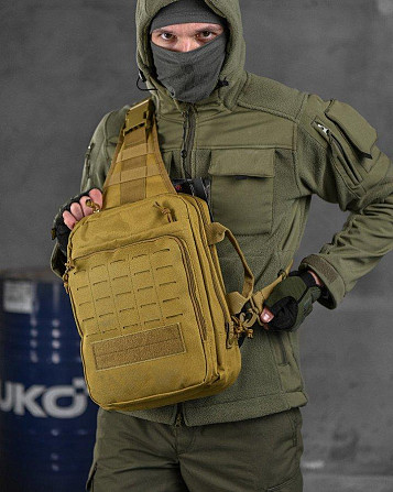 Сумка-слинг тактическая с одной лямкой SILVER KNIGHT 8л coyot ВТ6397 Киев - изображение 1