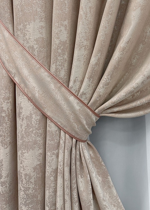 Комплект готових штор VR-Textil Жакард Sultan YL № 1290ш Бежево-пудровий 150х270 см 2 шт (33-0143) Київ - фото 13