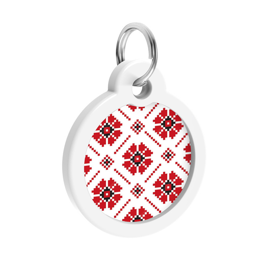 Адресник для собак і котів металевий WAUDOG Smart ID з QR-паспортом, малюнок "Вишиванка", круг, Д 30 мм Вінниця - фото 3