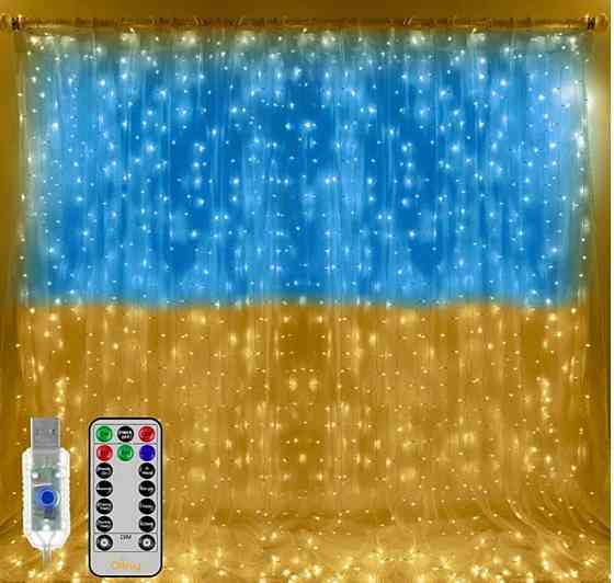 Гирлянда штора SFK-09 флаг Украины 3х3 метра с пультом USB Винница