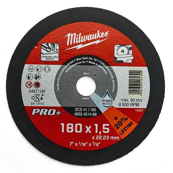 Диск відрізний по металу MILWAUKEE, SCS41/180X1,5 PRO+, діаметр 180мм Одеса